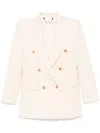 Elisabetta Franchi Contrasting-stitching Virgin-wool Blazer In Neutrals