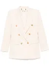 Elisabetta Franchi Contrasting-stitching Virgin-wool Blazer In Neutrals
