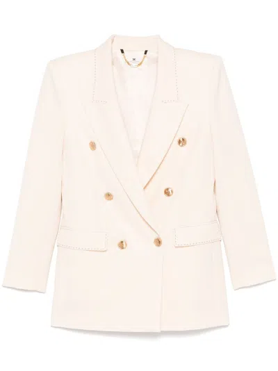 ELISABETTA FRANCHI CONTRASTING-STITCHING VIRGIN-WOOL BLAZER