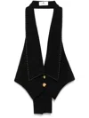 Elisabetta Franchi Contrasting Topstitching Crepe Waistcoat In Black
