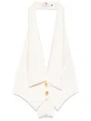 Elisabetta Franchi Contrasting Topstitching Crepe Waistcoat In Neutrals