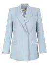 Elisabetta Franchi Cool Belted Wrap-effect Suit In Blue