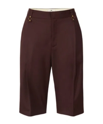 Elisabetta Franchi Tailored Bermuda Shorts Front Pleats Waistband In Brown