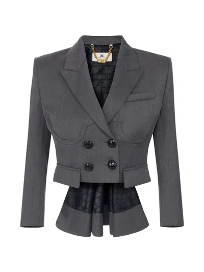 Elisabetta Franchi Cool Wool Jacket In Grey