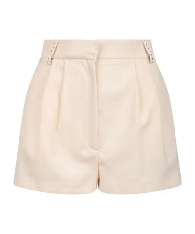 ELISABETTA FRANCHI COOL WOOL SHORTS WITH CONTRASTING TOPSTITCHING