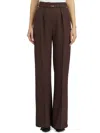 Elisabetta Franchi Bordeaux Pants With Jewel Button Embellishments And Pences In Tech Fabric Stretch Woman In Brown