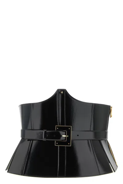 Elisabetta Franchi Bustier-style Leather Belt In Black
