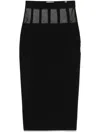 Elisabetta Franchi Longuette Skirt With Satin Side Bands In Black