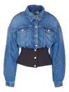 Elisabetta Franchi Jacket With Chest Pockets And Contrast Waistband In Blue