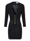 Elisabetta Franchi Dress In Neoprene Fabric With Corset Details In Black