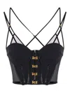 Elisabetta Franchi Top In Neoprene Con Dettagli Corsetto Nero In Black