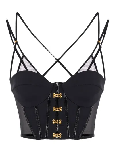 Elisabetta Franchi Corset-detail Tank Top In Black