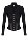 Elisabetta Franchi Jacket In Neoprene Fabric With Corset Details In Black