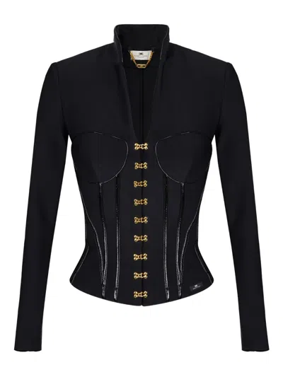 ELISABETTA FRANCHI CORSET-DETAILED JACKET