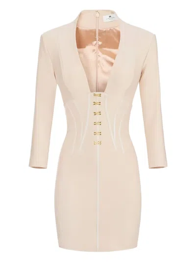 Elisabetta Franchi Corset-detailed Mini Dress In Neutral