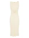 Elisabetta Franchi Abito Midi Giallo Chiaro In Stile Corsetto In Vita In Neutrals