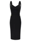 Elisabetta Franchi Fitted Midi Dress With Gold Accents In Black