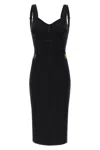 Elisabetta Franchi Fitted Midi Dress With Gold Accents In Black