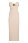 Elisabetta Franchi Sweetheart Neckline Corset Dress With Side Slit In Neutral