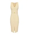 Elisabetta Franchi Crepe Bustier Dress With Contrasting Topstitching In Nude
