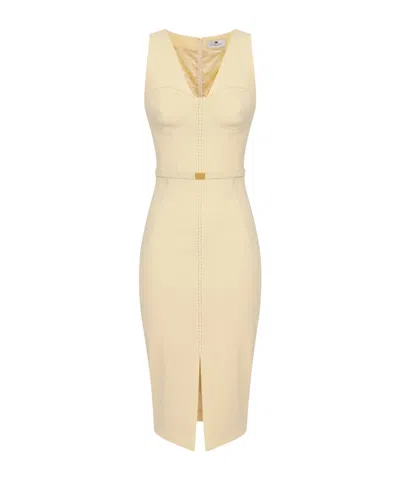 ELISABETTA FRANCHI ELISABETTA FRANCHI CONTRASTING TOPSTITCHING CREPE BUSTIER-STYLE DRESS