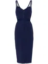 Elisabetta Franchi Corset Midi Dress In Blue