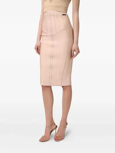 Elisabetta Franchi Corset Midi Skirt In Neutral