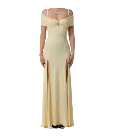 Elisabetta Franchi Corset Red Carpet Crepe Jersey Dress In Nude