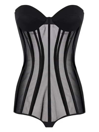 Elisabetta Franchi Corset-style Bodysuit In Black