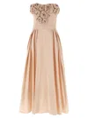 Elisabetta Franchi Corset-style Long Floral Appliqué Dress