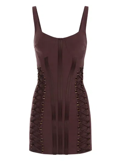 Elisabetta Franchi Corset-style Mini Dress In Brown