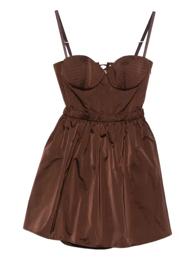 Elisabetta Franchi Corset-style Mini Dress In Brown