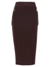 Elisabetta Franchi Corsetry-inspired Midi Skirt With Zigzag Stitching In Brown