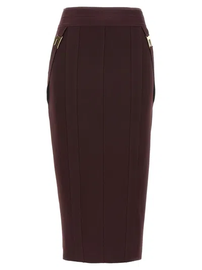 ELISABETTA FRANCHI ELISABETTA FRANCHI CORSETRY-INSPIRED MIDI SKIRT WITH ZIGZAG STITCHING