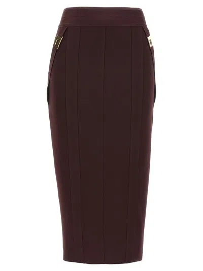 ELISABETTA FRANCHI CORSETRY-INSPIRED MIDI SKIRT WITH ZIGZAG STITCHING