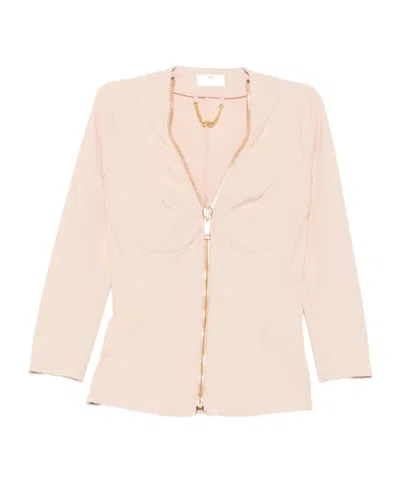 Elisabetta Franchi Corset-style Zip-up Jacket In Pink