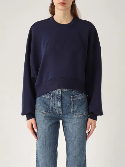 Elisabetta Franchi Cotone Hoodie In Blue
