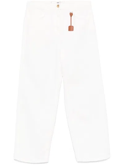 Elisabetta Franchi Cotton Blend Stretchy Trousers In Cream