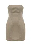 Elisabetta Franchi Cotton Bustier Dress In Greige