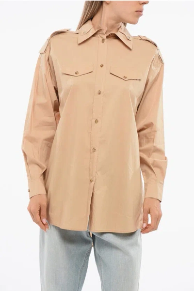 Elisabetta Franchi Cotton Button-down Shirt In Neutral