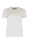 Elisabetta Franchi Embroidered Logo White Cotton T-shirt