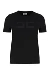 Elisabetta Franchi Black T-shirt With Embroidered Logo On The Front In Cotton Woman In Black