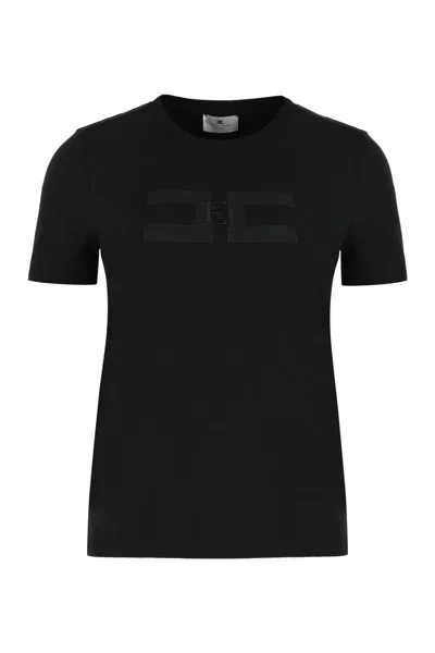 Elisabetta Franchi Cotton Crew-neck T-shirt In Black