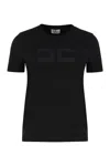 Elisabetta Franchi Black T-shirt With Embroidered Logo On The Front In Cotton Woman In Multi