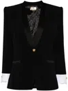 Elisabetta Franchi Cotton-cuffs Crepe Blazer In Black