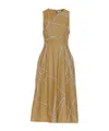Elisabetta Franchi Midi Dress With Geometric Patterns And Rounded Collar In Brown
