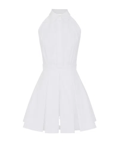 Elisabetta Franchi Pleated Mini Dress In White