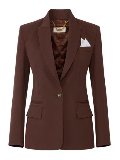 Elisabetta Franchi Cotton Gabardine Jacket In Brown