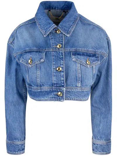 Elisabetta Franchi Cotton Jacket In Blue