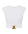 Elisabetta Franchi Cotton Jersey T-shirt With Jewel Logo In White